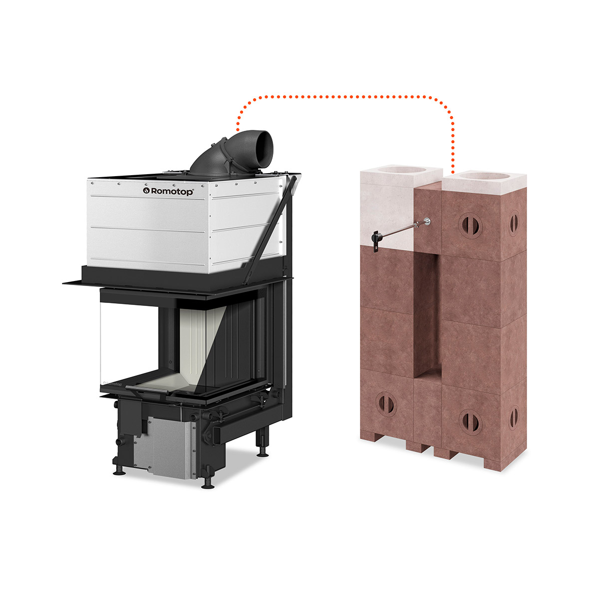 Na fotografii je zobrazeno pravé provedení krbové vložky. Krbové vložky IMPRESSION S AKUMULAČNÍM MODULÁRNÍM SYSTÉMEM AMS